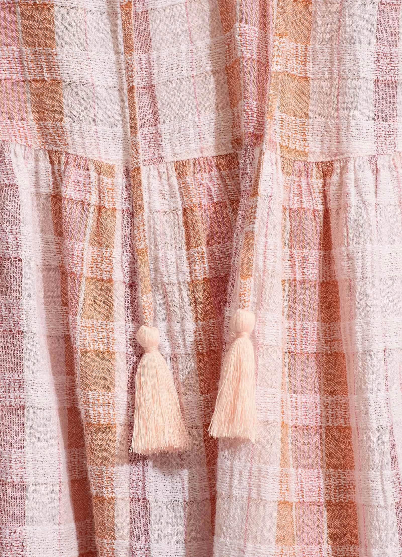 Textured Gingham Tiered Dress  - Lilac