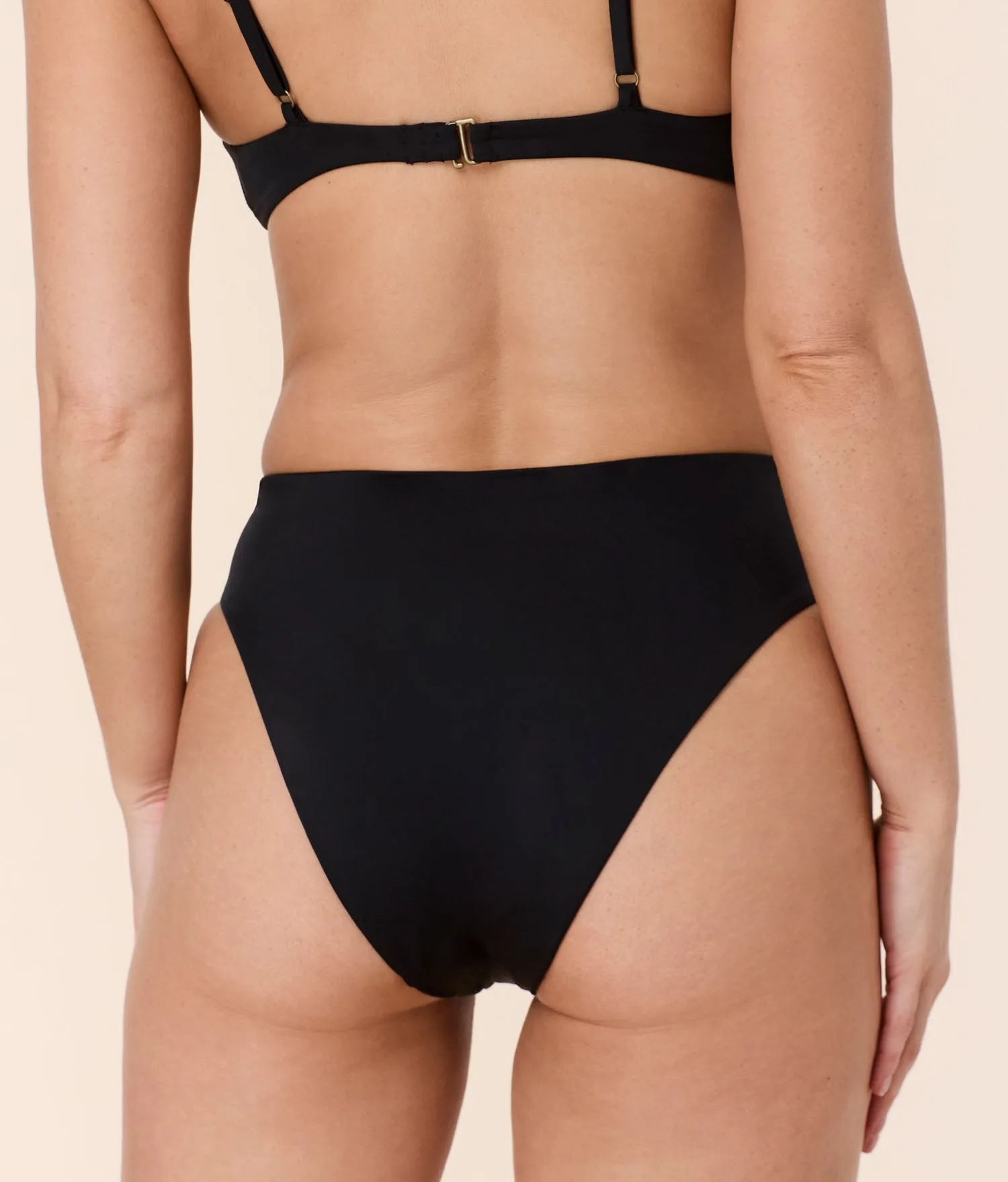 The 90s High Waist Bikini Bottom - Eco Nylon - Black