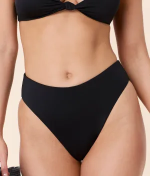 The 90s High Waist Bikini Bottom - Eco Nylon - Black