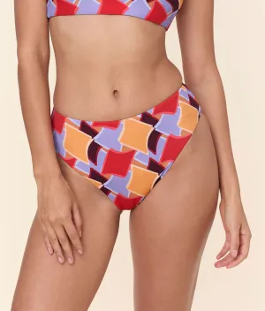 The 90s High Waist Bikini Bottom - Eco Nylon - Mod Geo
