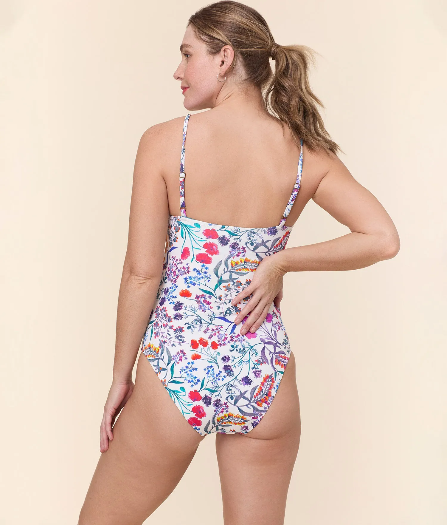 The Amalfi Maternity One Piece - Eco Nylon - Botanical Floral - Classic