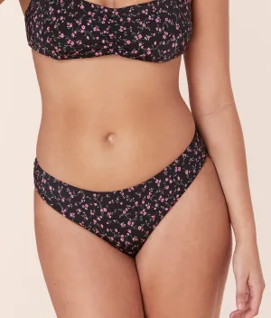 The Classic Bikini Bottom - Satin - Black Ditsy Bloom