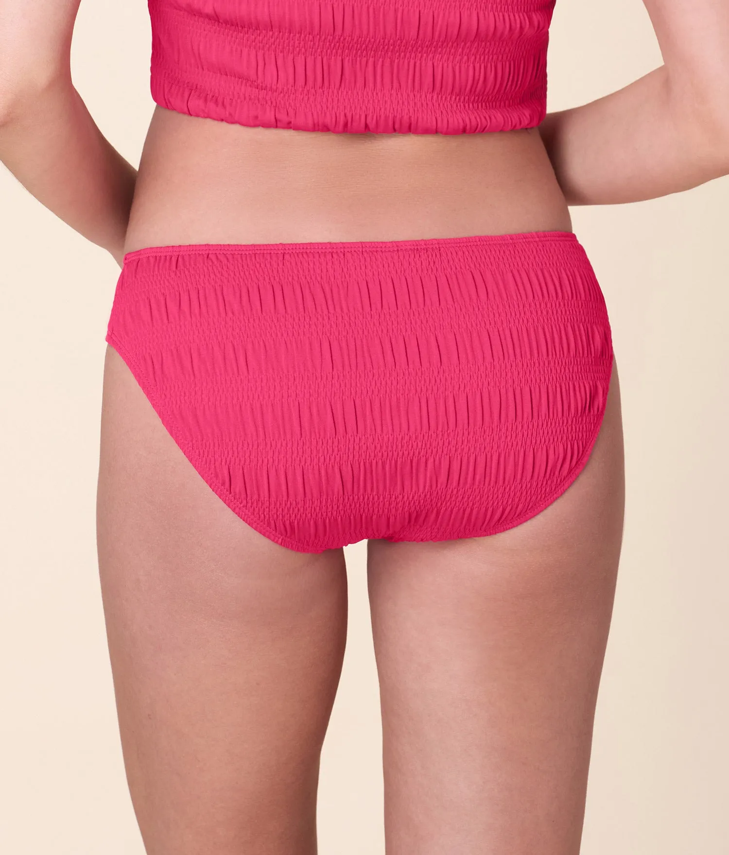 The Classic Bikini Bottom - Smocked - Bright Begonia