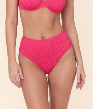 The High Waist Bikini Bottom - Eyelet - Begonia