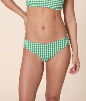 The Classic Bikini Bottom - Crinkle Gingham - Green Gingham