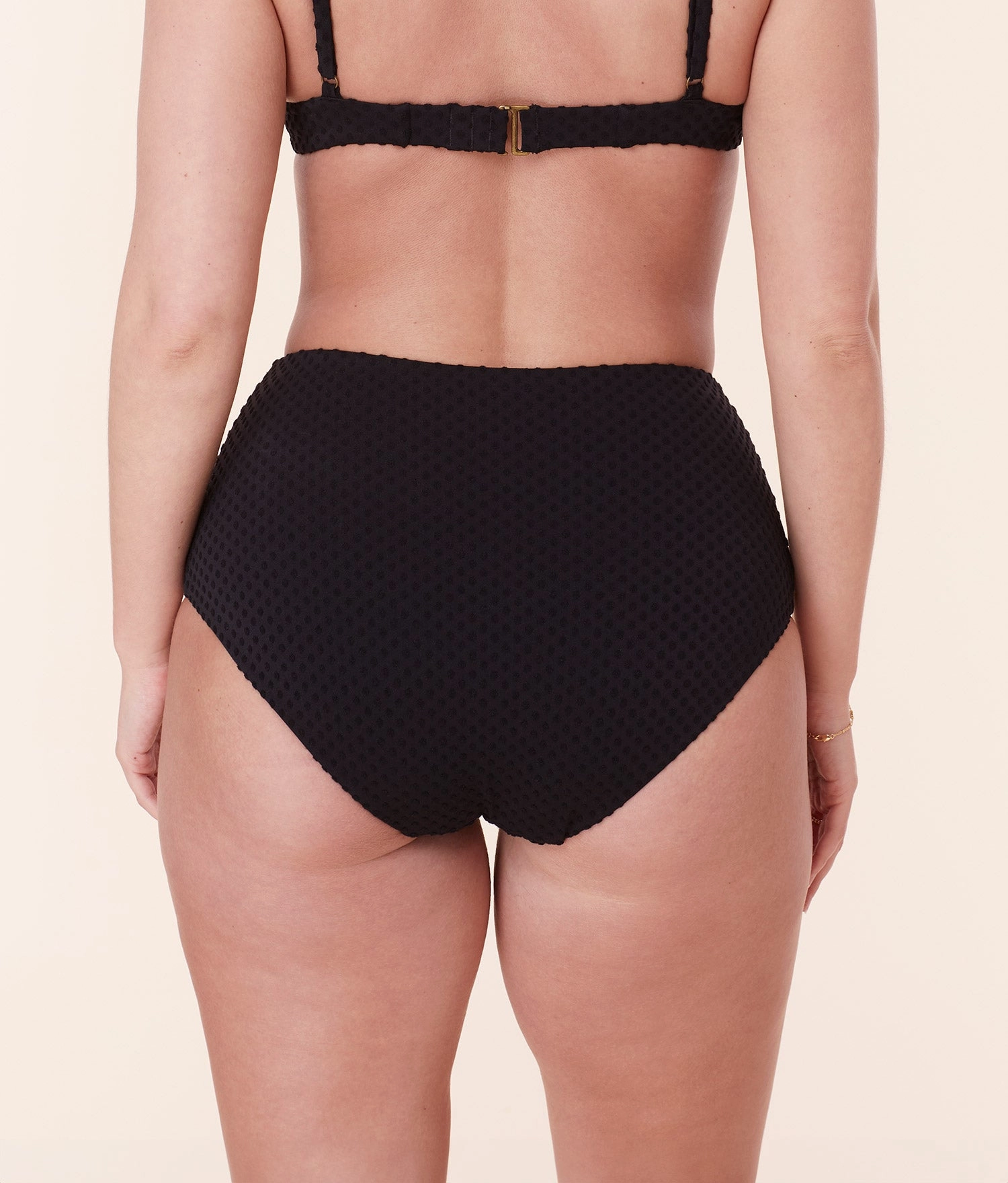 The High Waist Bikini Bottom - Terry Dot - Black