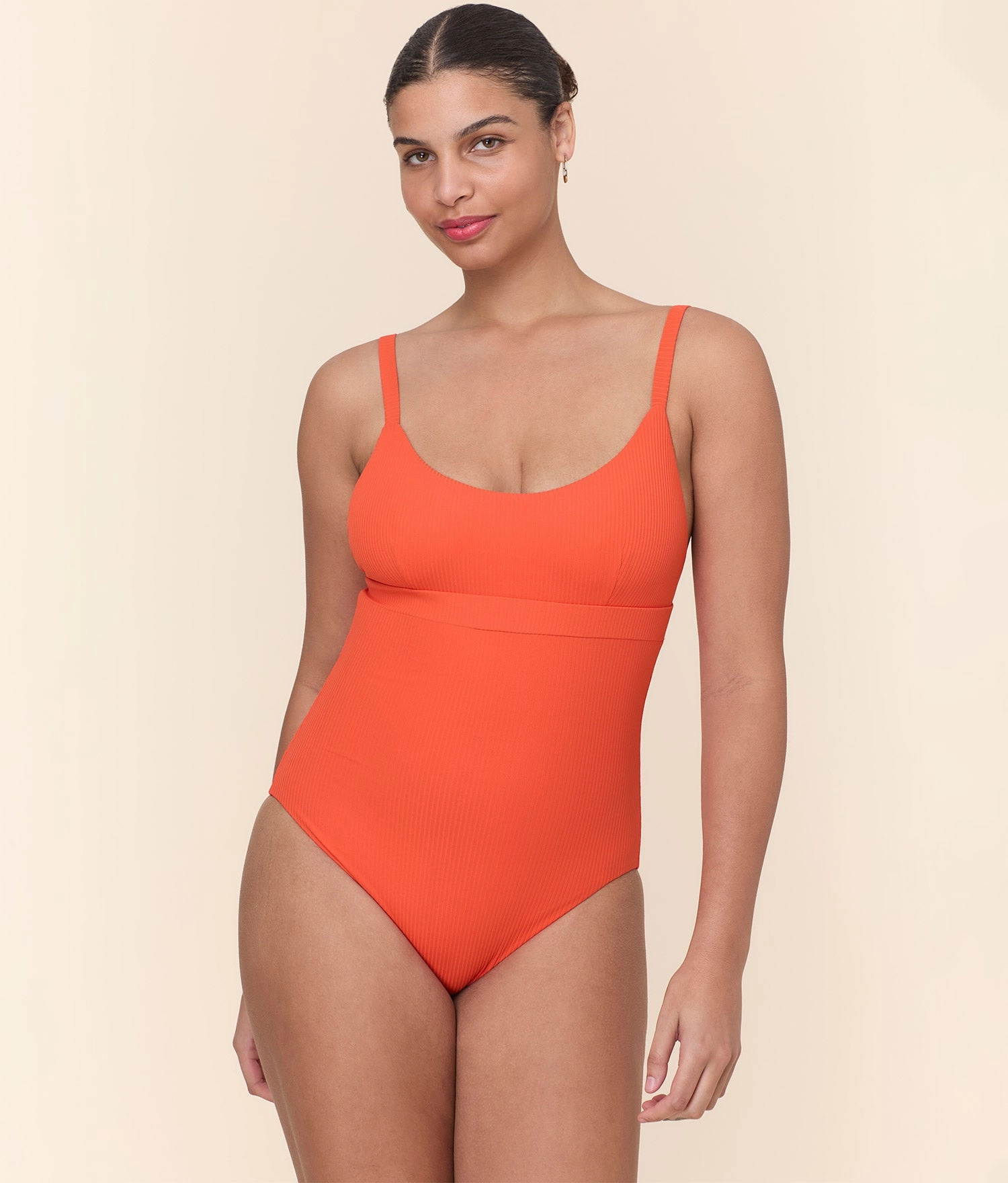 The Honolulu One Piece - Eco Ribbed - Vermillion - Long Torso
