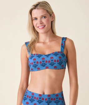 The Kalama Bikini Top - Eco Nylon - Blue Dandelion