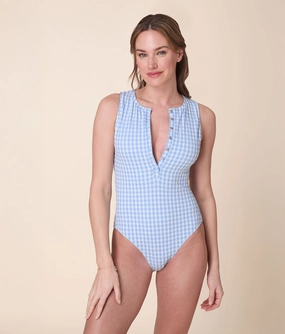 The Malibu One Piece - Crinkle Gingham - Sky Gingham - Classic