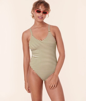 The Marco One Piece - Striped Rib - Iguana - Classic