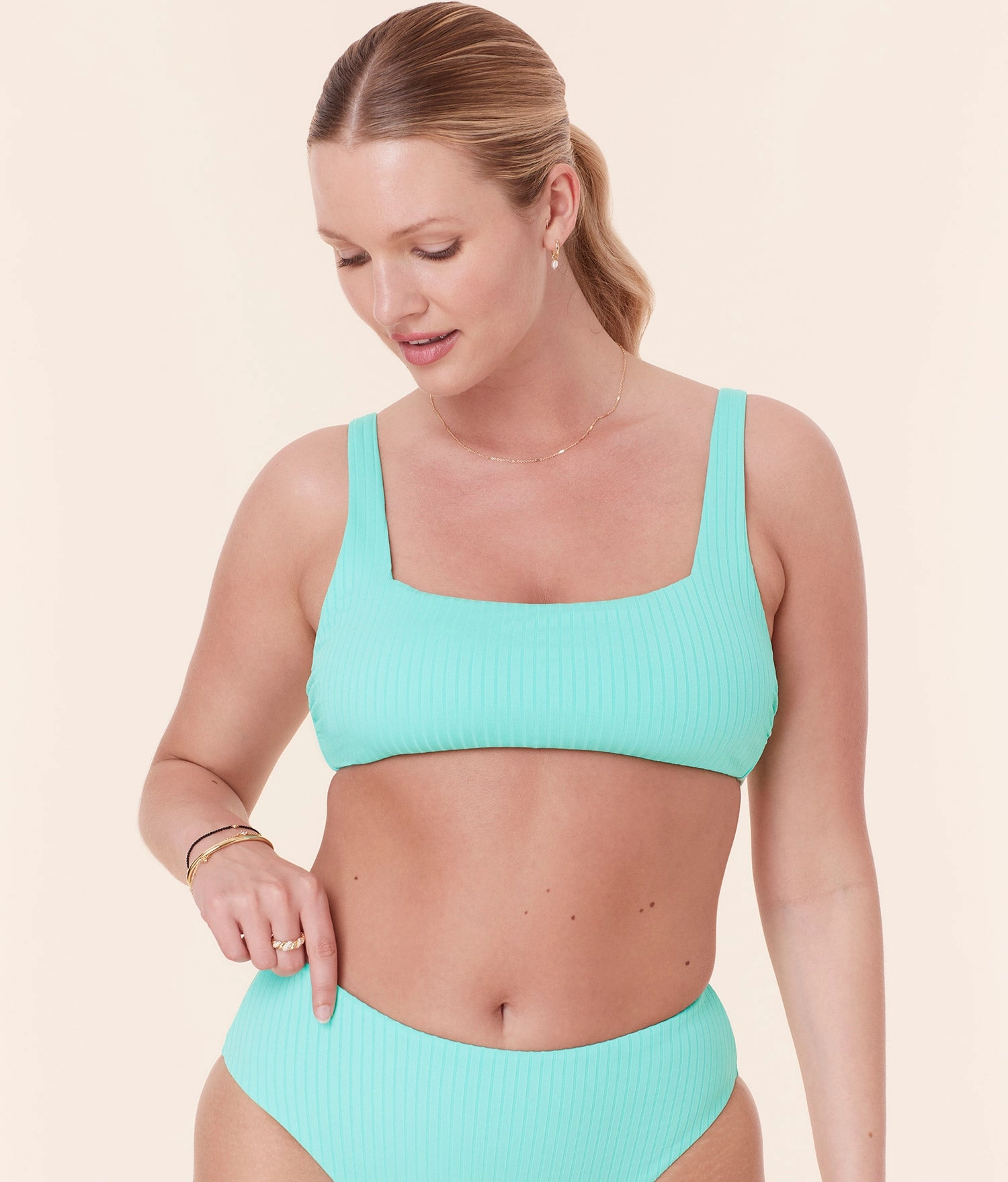 The Rye Bikini Top - Wide Rib - Opal