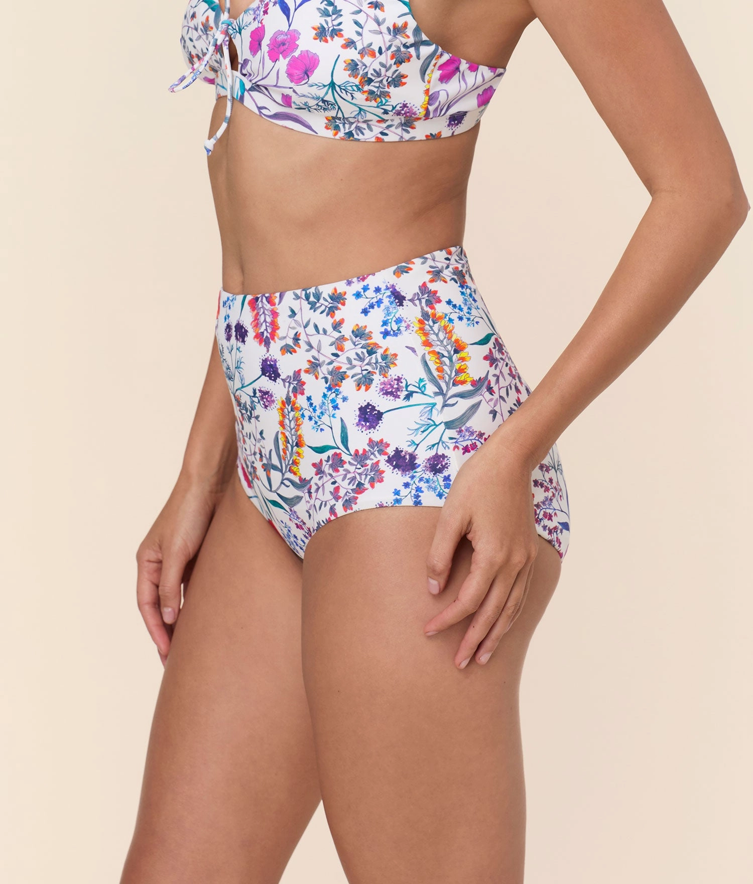 The Super High Waist Bikini Bottom - Eco Nylon - Botanical Floral