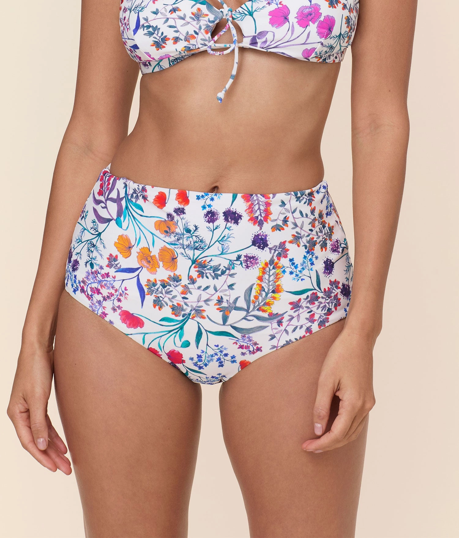 The Super High Waist Bikini Bottom - Eco Nylon - Botanical Floral