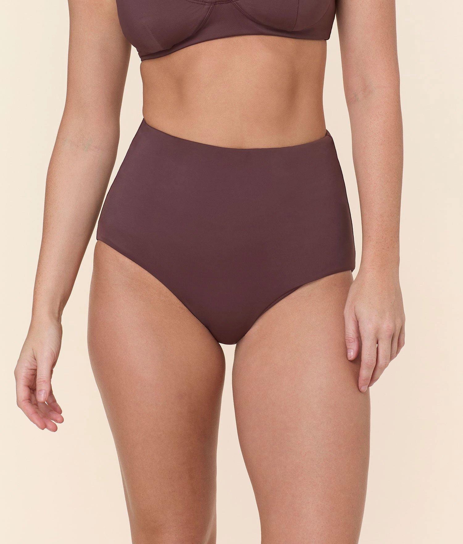 The Super High Waist Bikini Bottom - Eco Nylon - Mink
