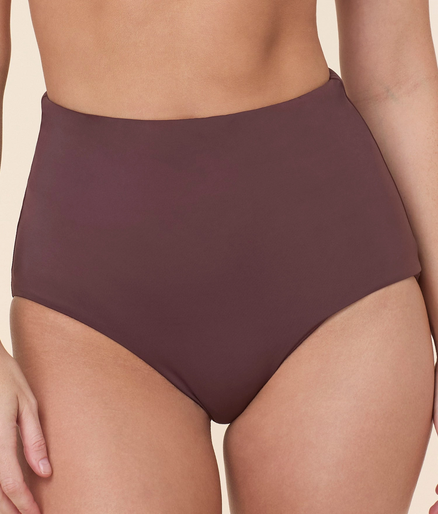 The Super High Waist Bikini Bottom - Eco Nylon - Mink