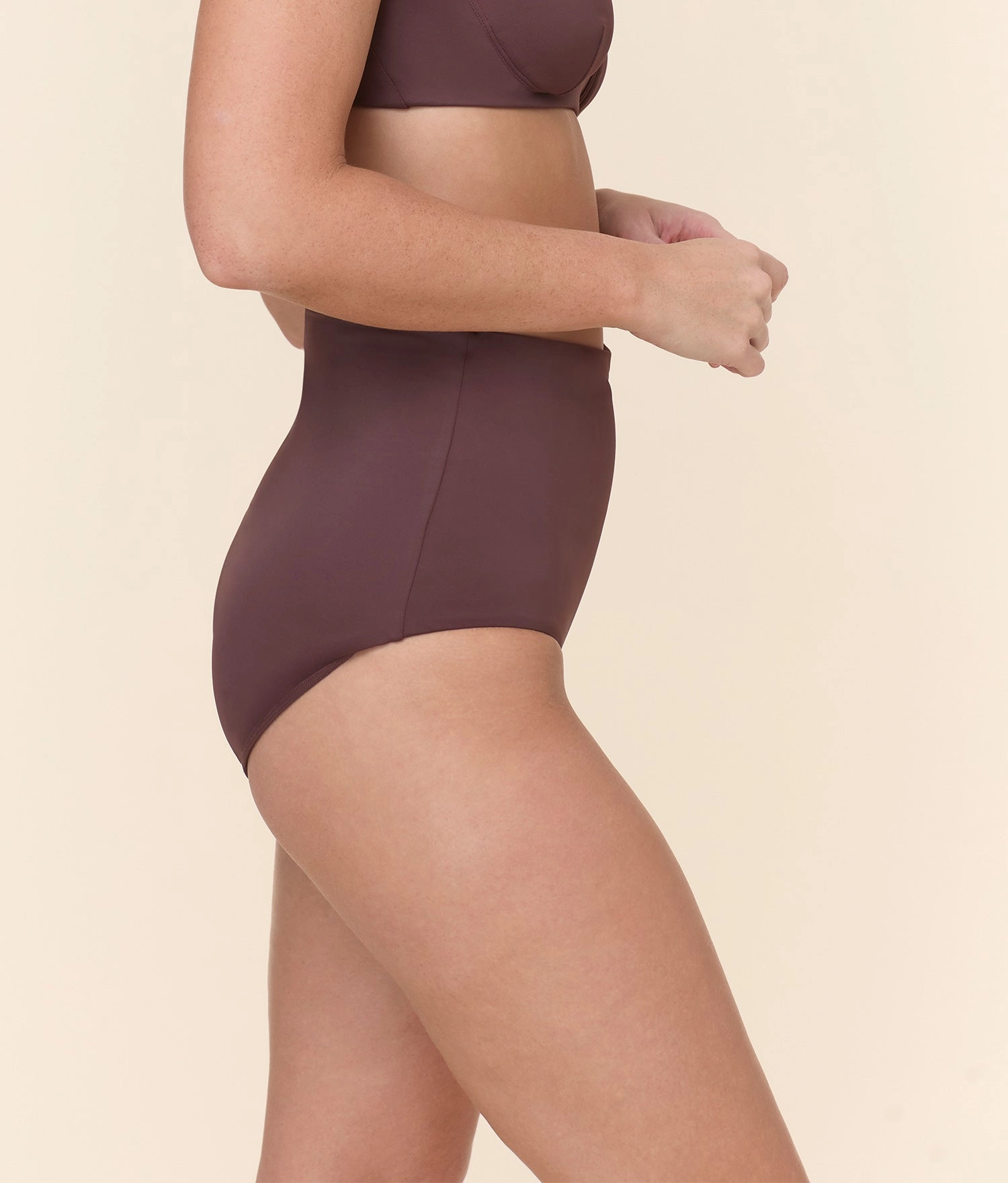 The Super High Waist Bikini Bottom - Eco Nylon - Mink