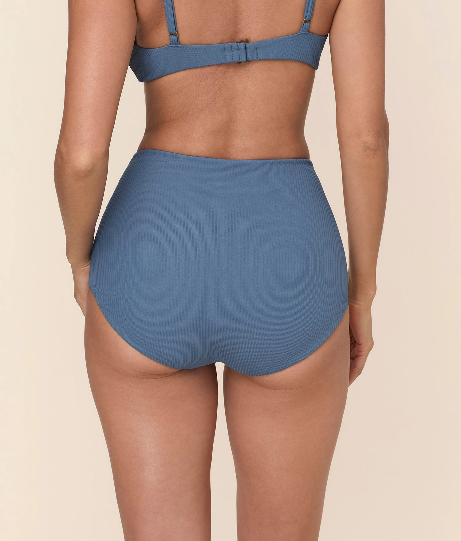 The Super High Waist Bikini Bottom - Eco Ribbed - Slate