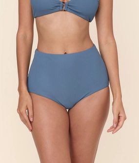 The Super High Waist Bikini Bottom - Eco Ribbed - Slate