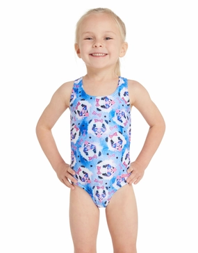 Tots Girls Party Panda Actionback Swimsuit - Blue