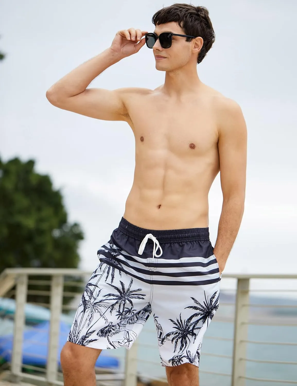 TUONROAD Mens Swim Trunks with Compression Liner 2 in 1 Board Shorts 9 Inch Quick Dry Swimming Trunks with Pockets