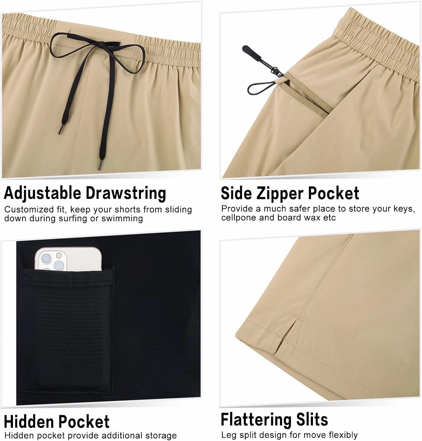 TUONROAD Mens Swim Trunks with Compression Liner 2 in 1 Board Shorts 7 Inch Quick Dry Swimming Shorts with Zipper Pockets