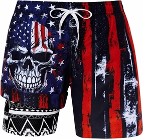 uideazone Mens Swim Trunks with Compression Liner Swimming Shorts 7 Inch Inseam Waterproof Quick Dry Beach Sport Shorts M-XXL