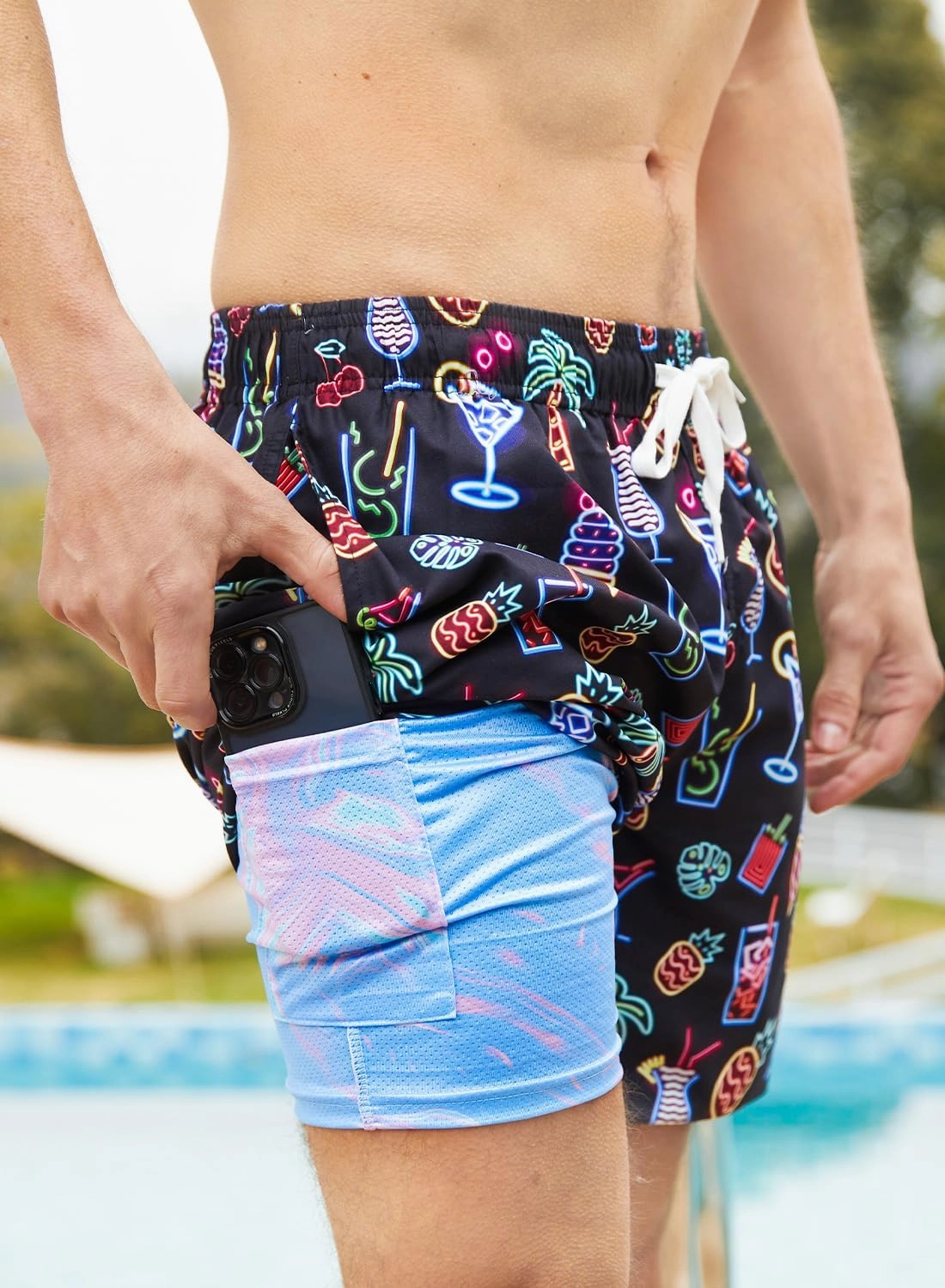 uideazone Mens Swim Trunks with Compression Liner Swimming Shorts 7 Inch Inseam Waterproof Quick Dry Beach Sport Shorts M-XXL