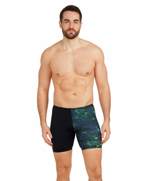 Urban Galaxy Print Mid Jammer - Black/Green