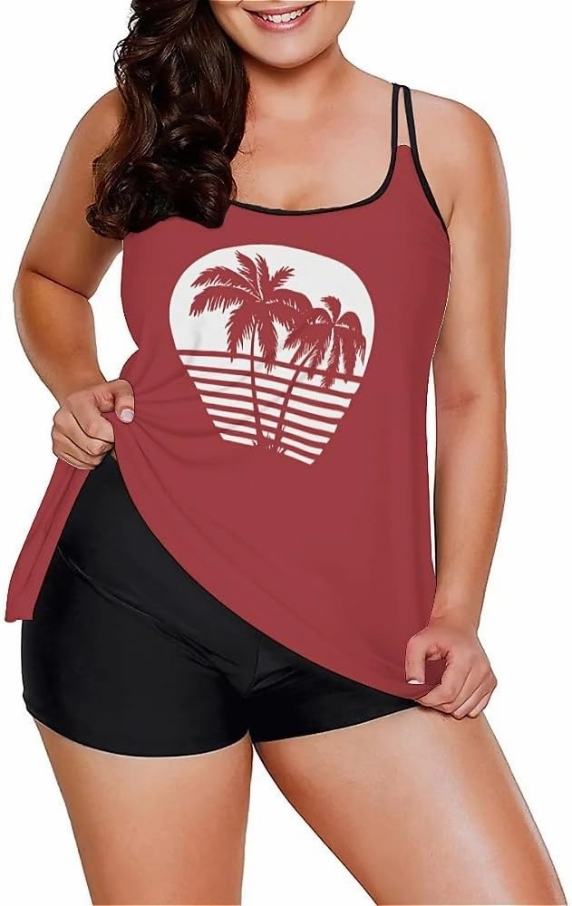Urchics Womens 2025 Tankini Swimsuits Tummy Control Flowy Swimwear Two Piece Bathing Suits Swim Tank Top with Boyshorts