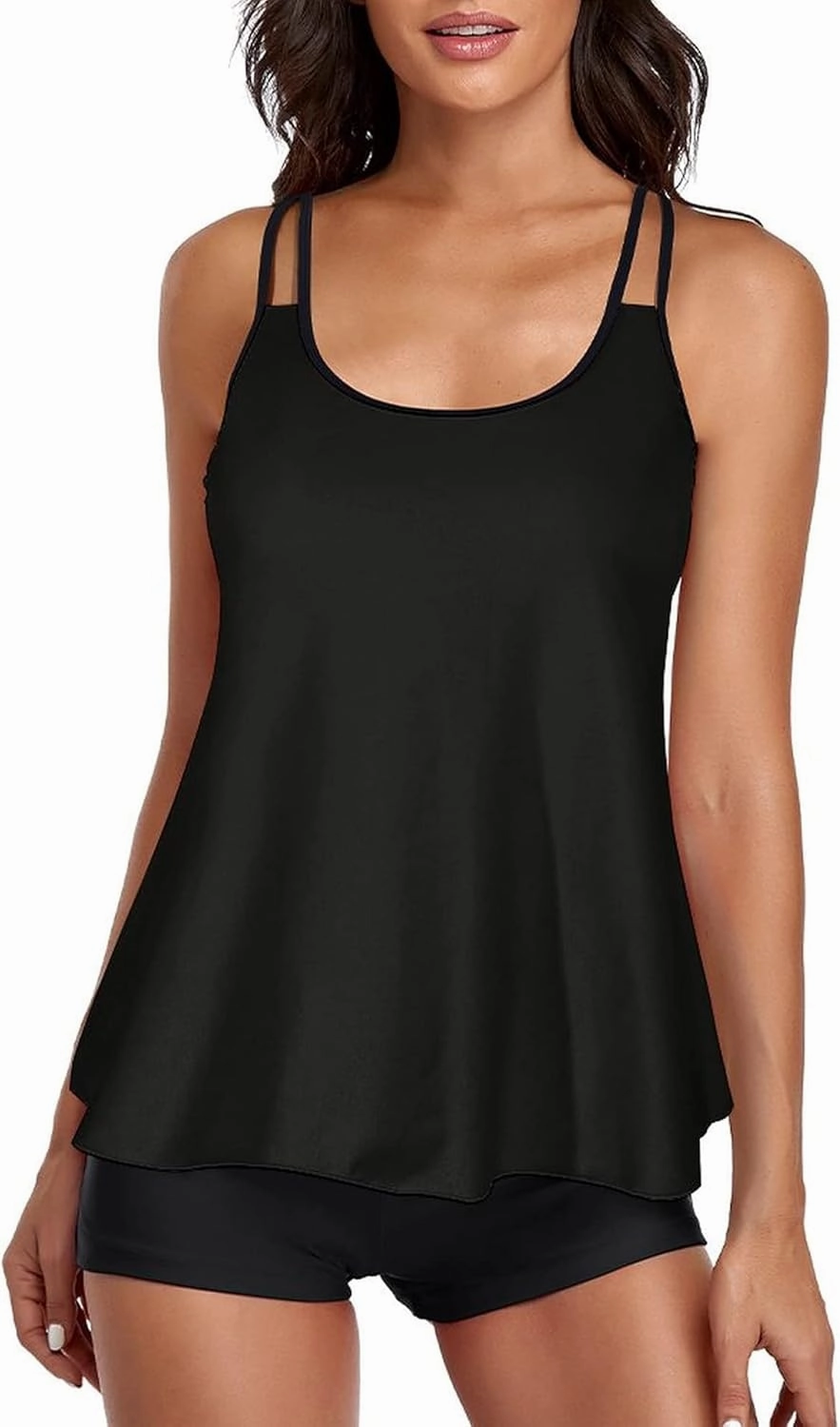 Urchics Womens 2025 Tankini Swimsuits Tummy Control Flowy Swimwear Two Piece Bathing Suits Swim Tank Top with Boyshorts