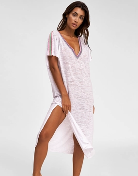 V Back Dress - White
