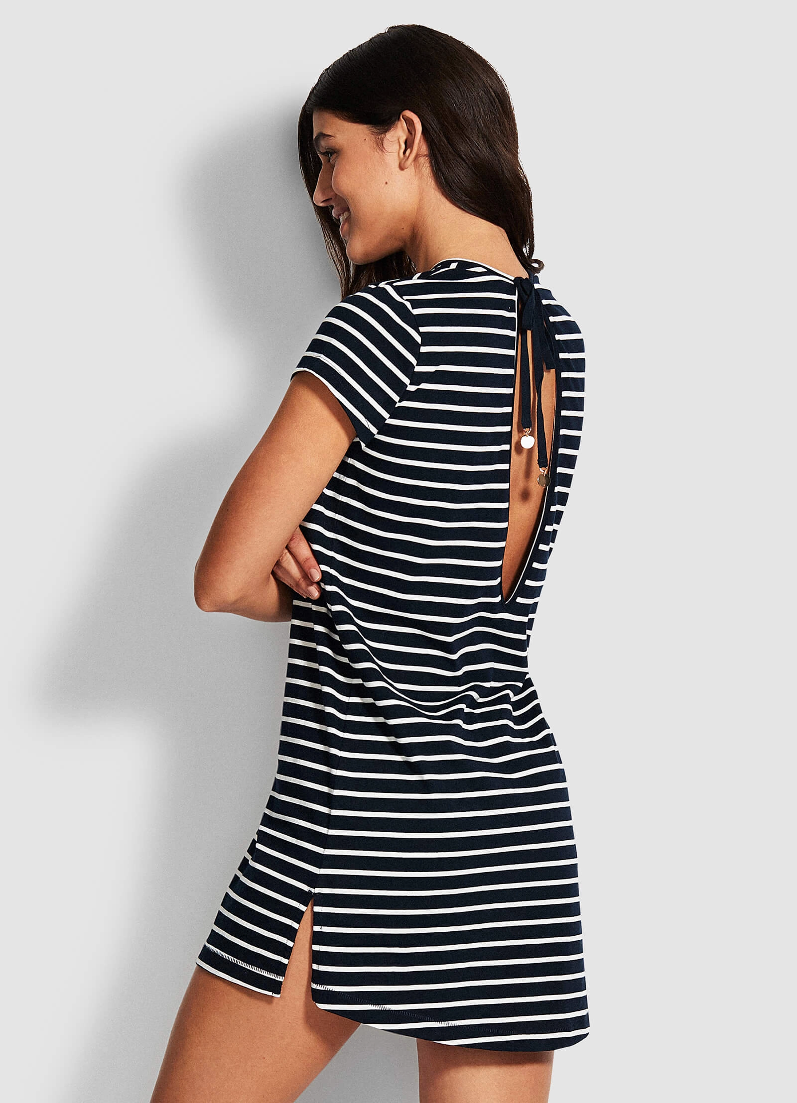 Vacay Tee Dress - Navy/White