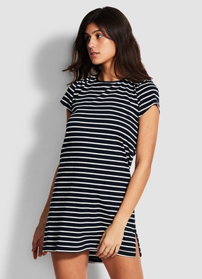 Vacay Tee Dress - Navy/White