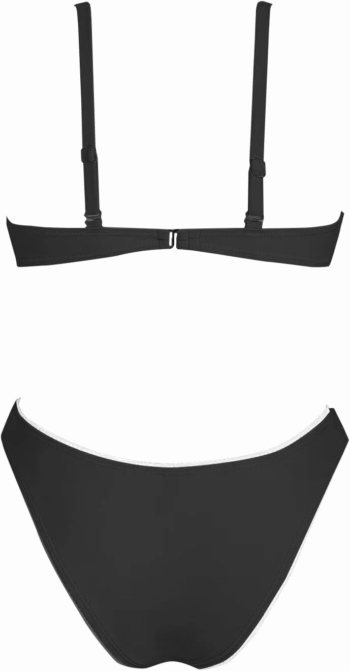 VOLAFA Women's Triangle Bikini Set Textured Frilled Smocked Ruched Push Up Swimsuit Two Piece Bathing Suit