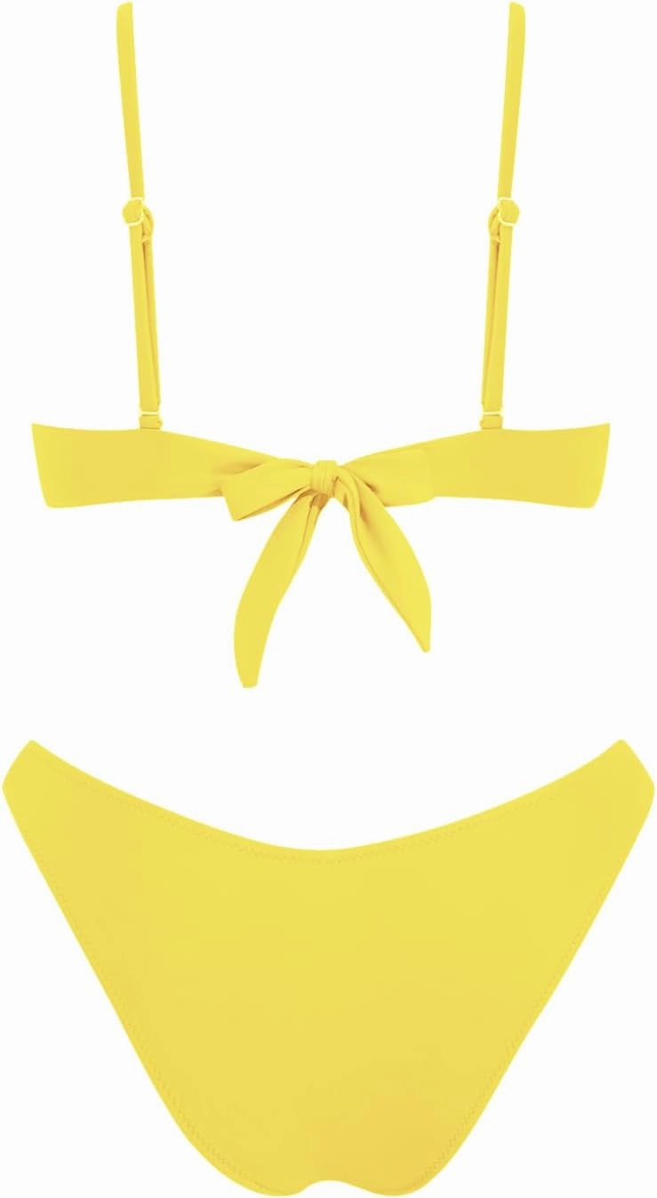 VOLAFA Women's Triangle Bikini Set Textured Frilled Smocked Ruched Push Up Swimsuit Two Piece Bathing Suit