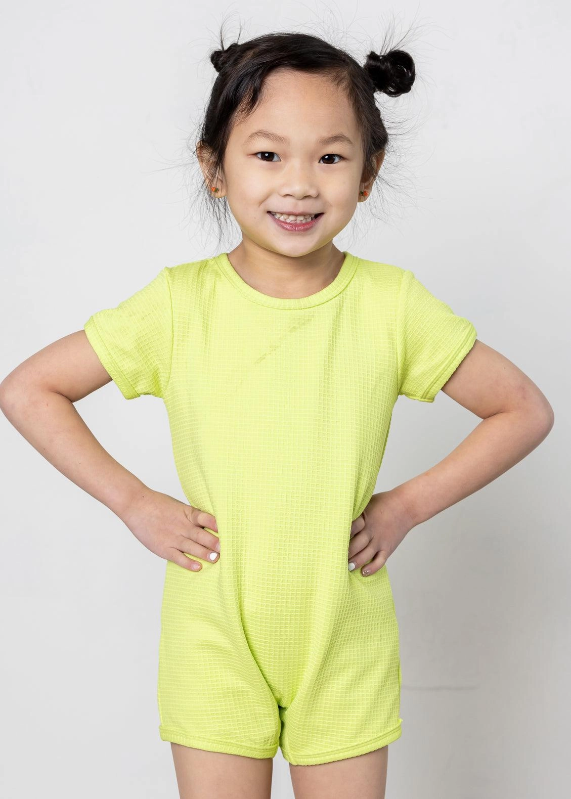 Waffled Glow Green | Mini Shorties Rashguard (Unisex)