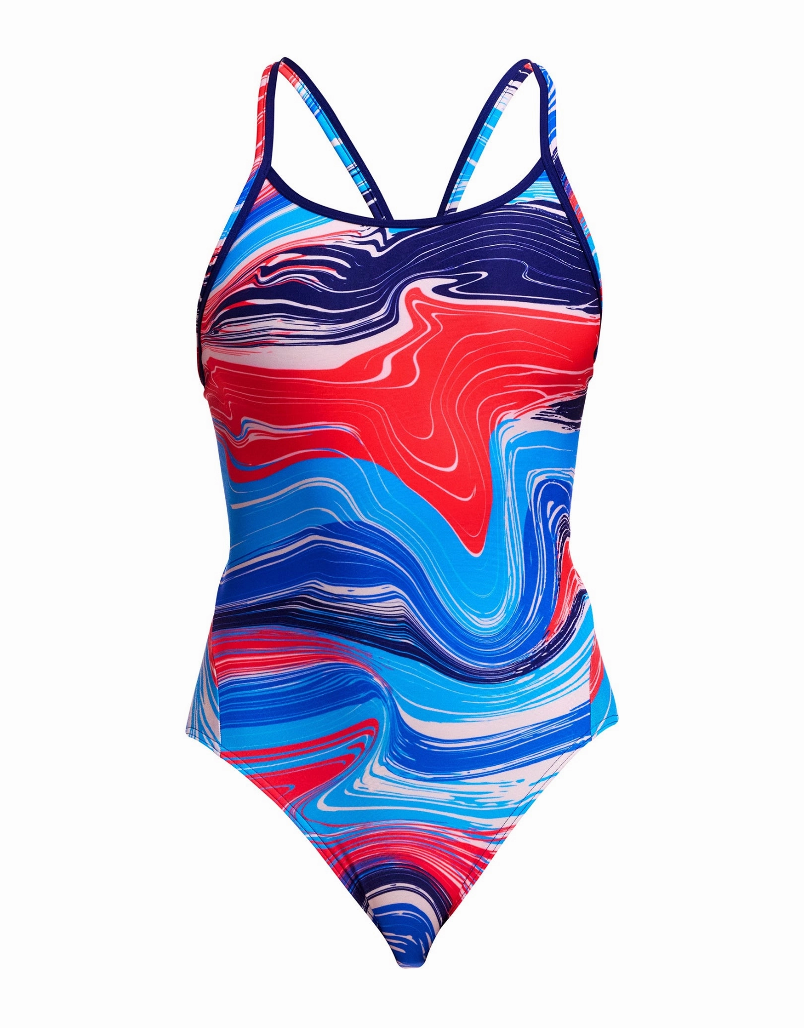 Wave Craze Diamond Back Swimsuit - Blue/Red