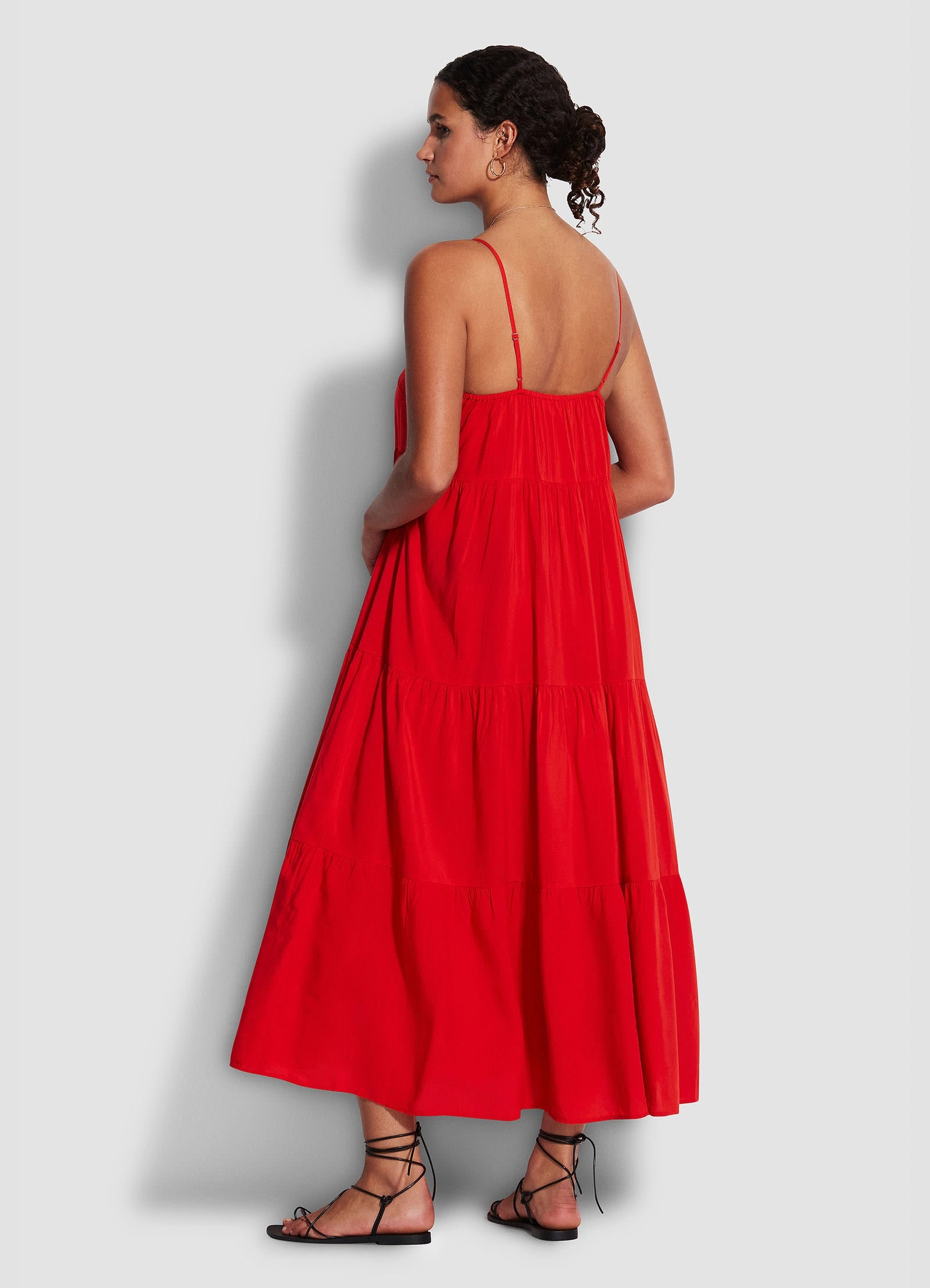 Weekend Tier Dress - Mandarin Red
