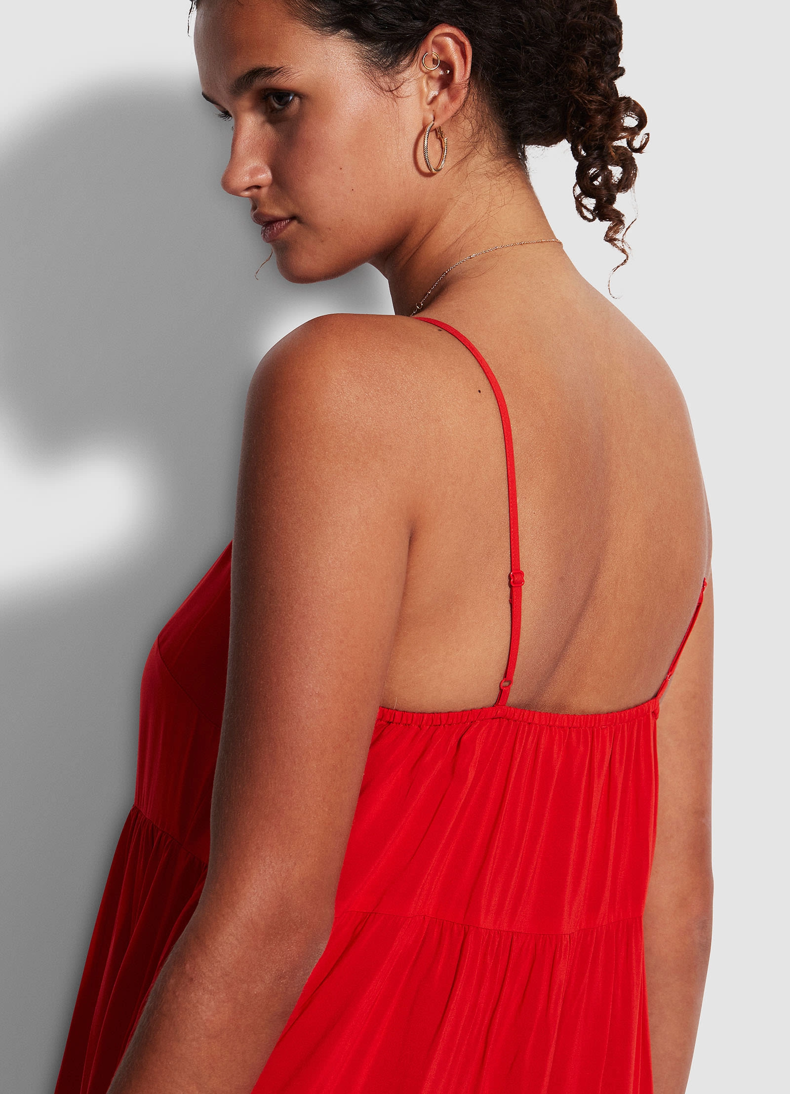 Weekend Tier Dress - Mandarin Red