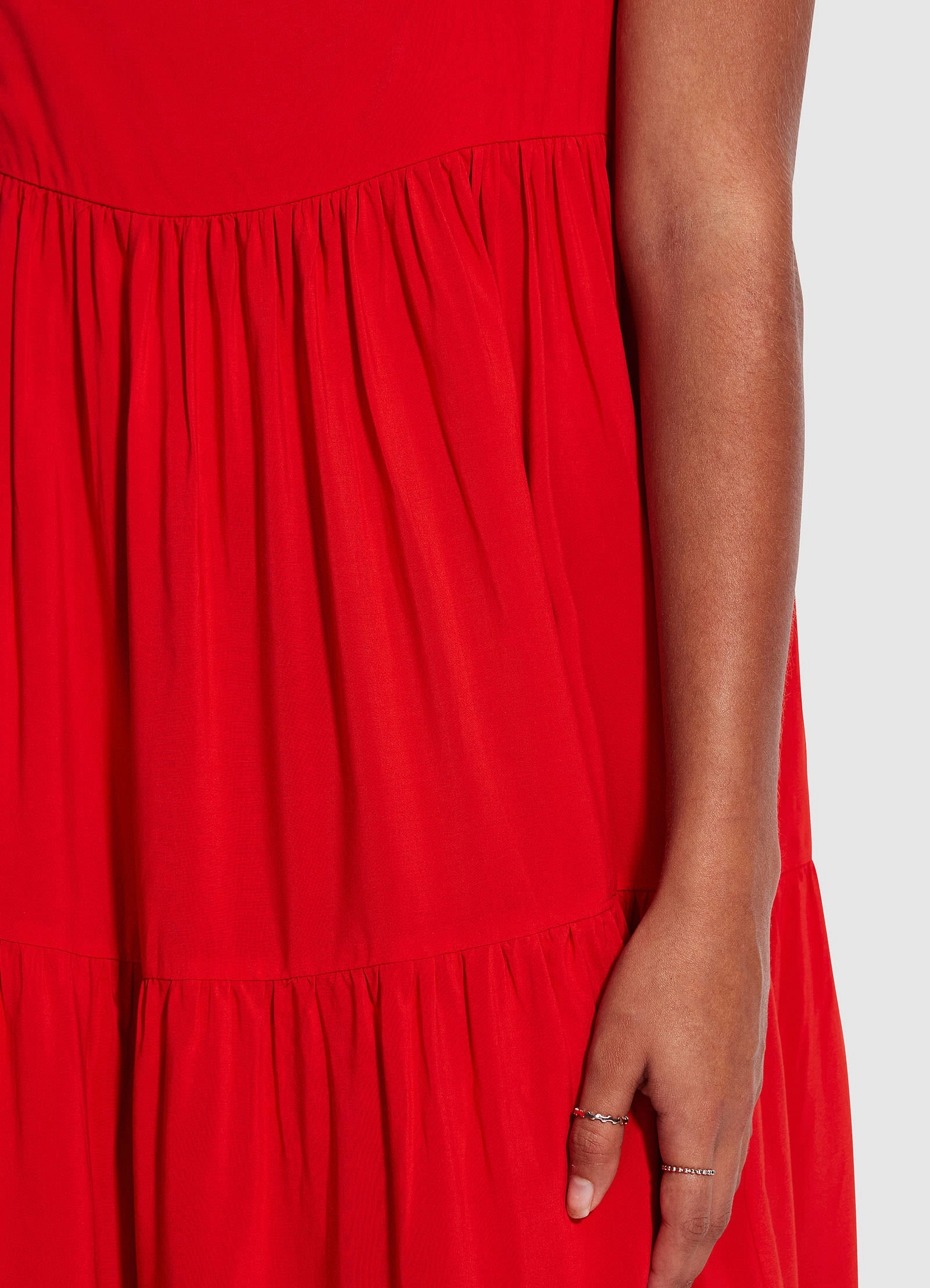 Weekend Tier Dress - Mandarin Red