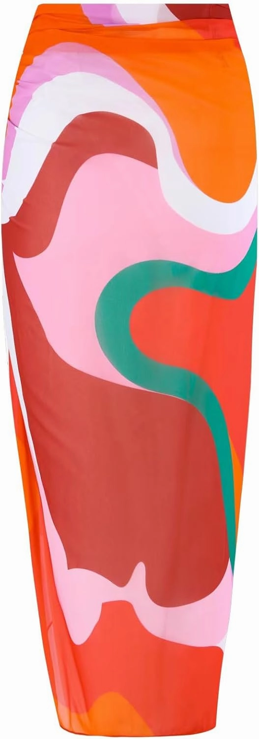 Women One Piece Swimsuit with Cover up Set High Waisted Beach Wrap Skirt Two Piece Bathing Suit