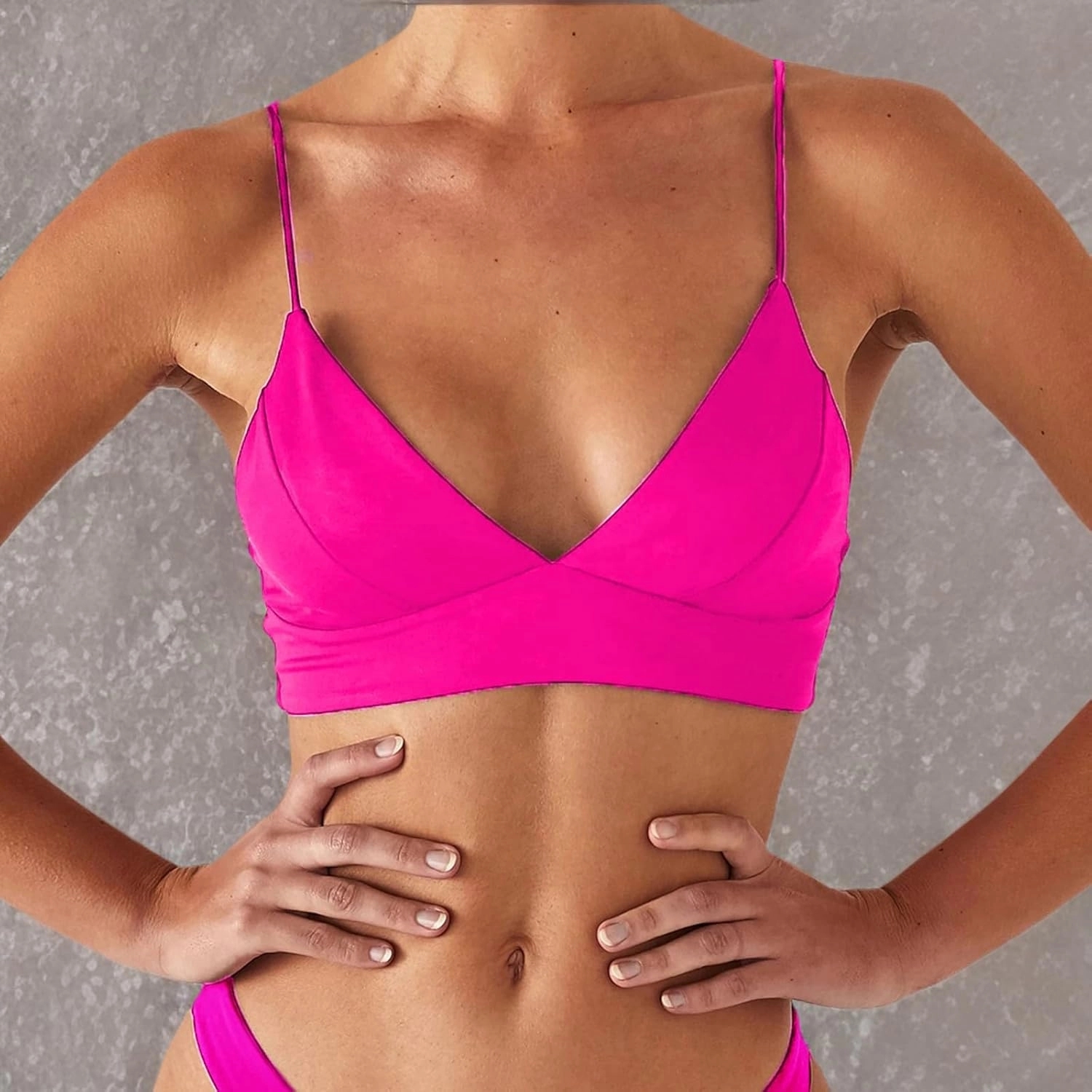 Women's Bikini Top Soild Color Push Up V Neck Bathing Suit Swimsuit Top