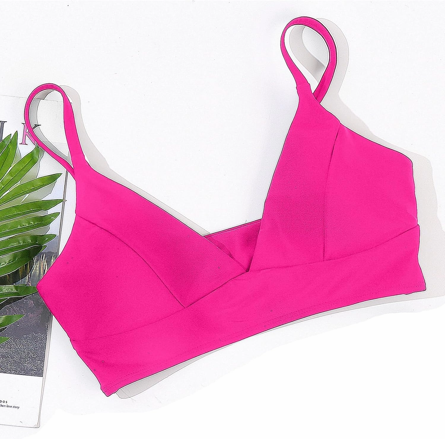 Women's Bikini Top Soild Color Push Up V Neck Bathing Suit Swimsuit Top