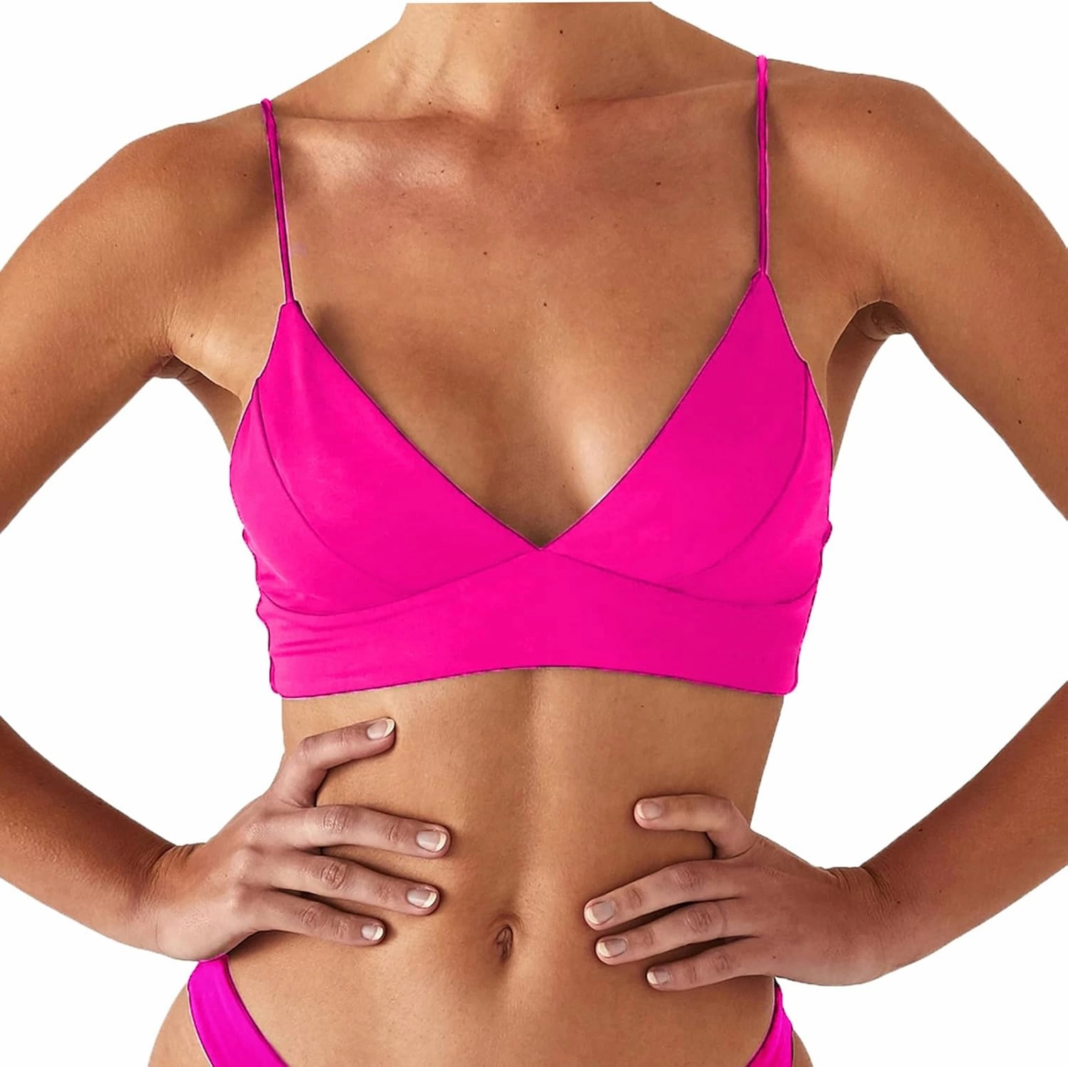 Women's Bikini Top Soild Color Push Up V Neck Bathing Suit Swimsuit Top