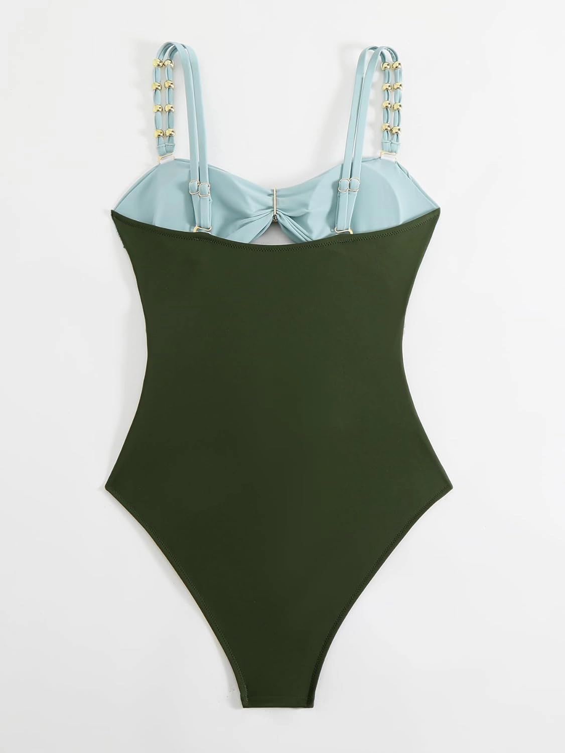 Women's Cutout One Piece Swimsuit Color Block Ruched Bathing Suit Bandeau Swimwear