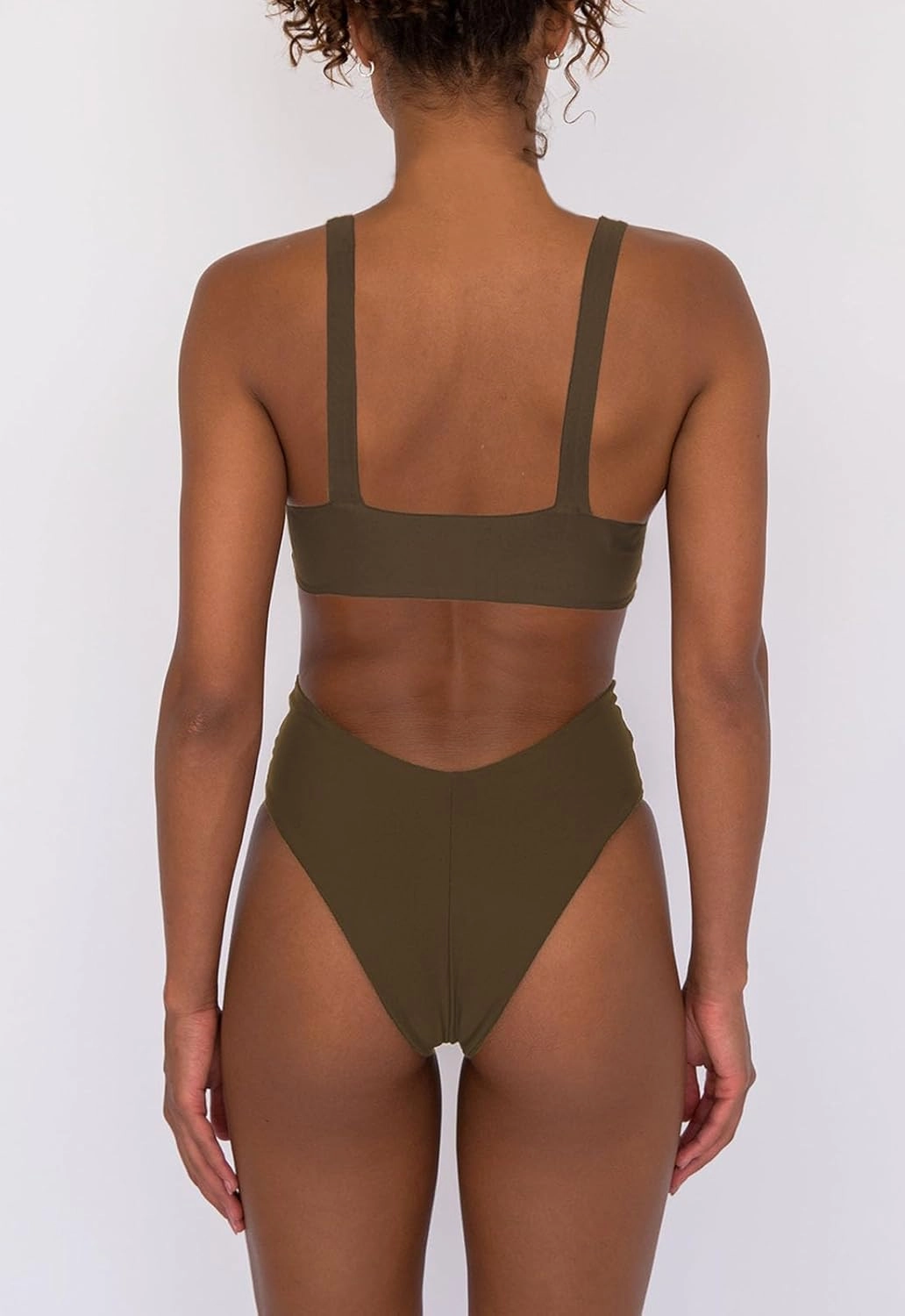 Women's High Waisted Bathing Suit Cute Scoop Neck Sporty Crop Top Push Up Bikini Sets Cheeky V Cut Leg Rise Bottom