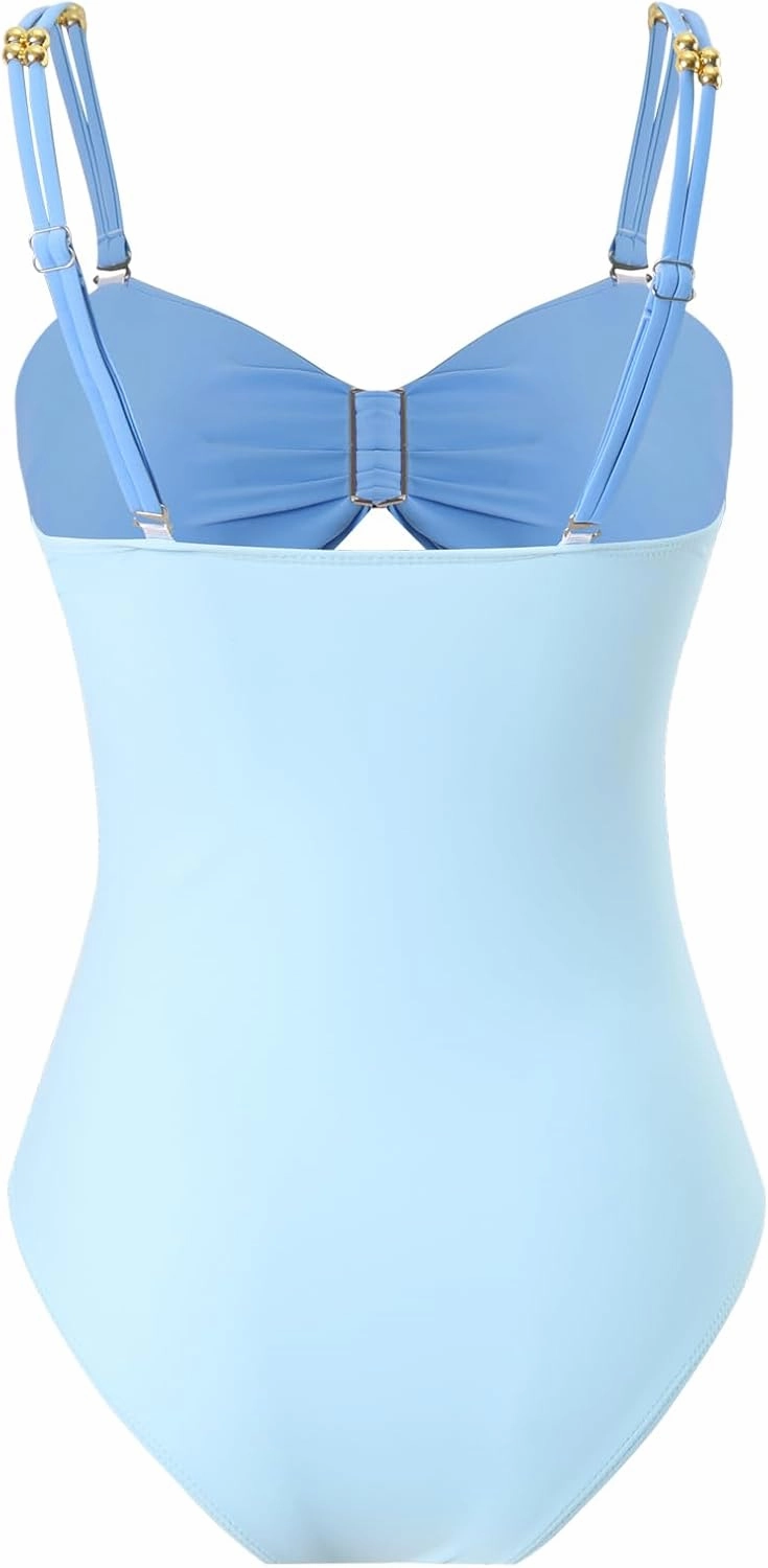 Women's One Piece Swimsuit with Cover up Set Beach Wrap Skirt Retro Bikini Set Two Piece Bathing Suit with Cover up