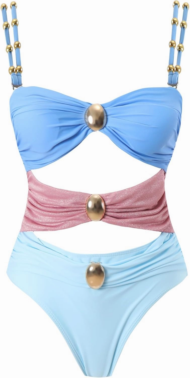 Women's One Piece Swimsuit with Cover up Set Beach Wrap Skirt Retro Bikini Set Two Piece Bathing Suit with Cover up