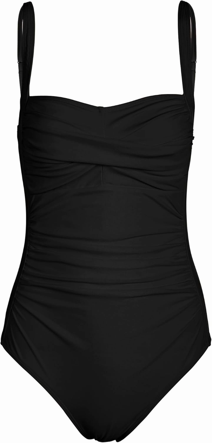 Women's One Piece Swimsuits Tummy Control Bathing Suits for Women Criss Cross Ruched Push Up Vintage Retro Swimwear