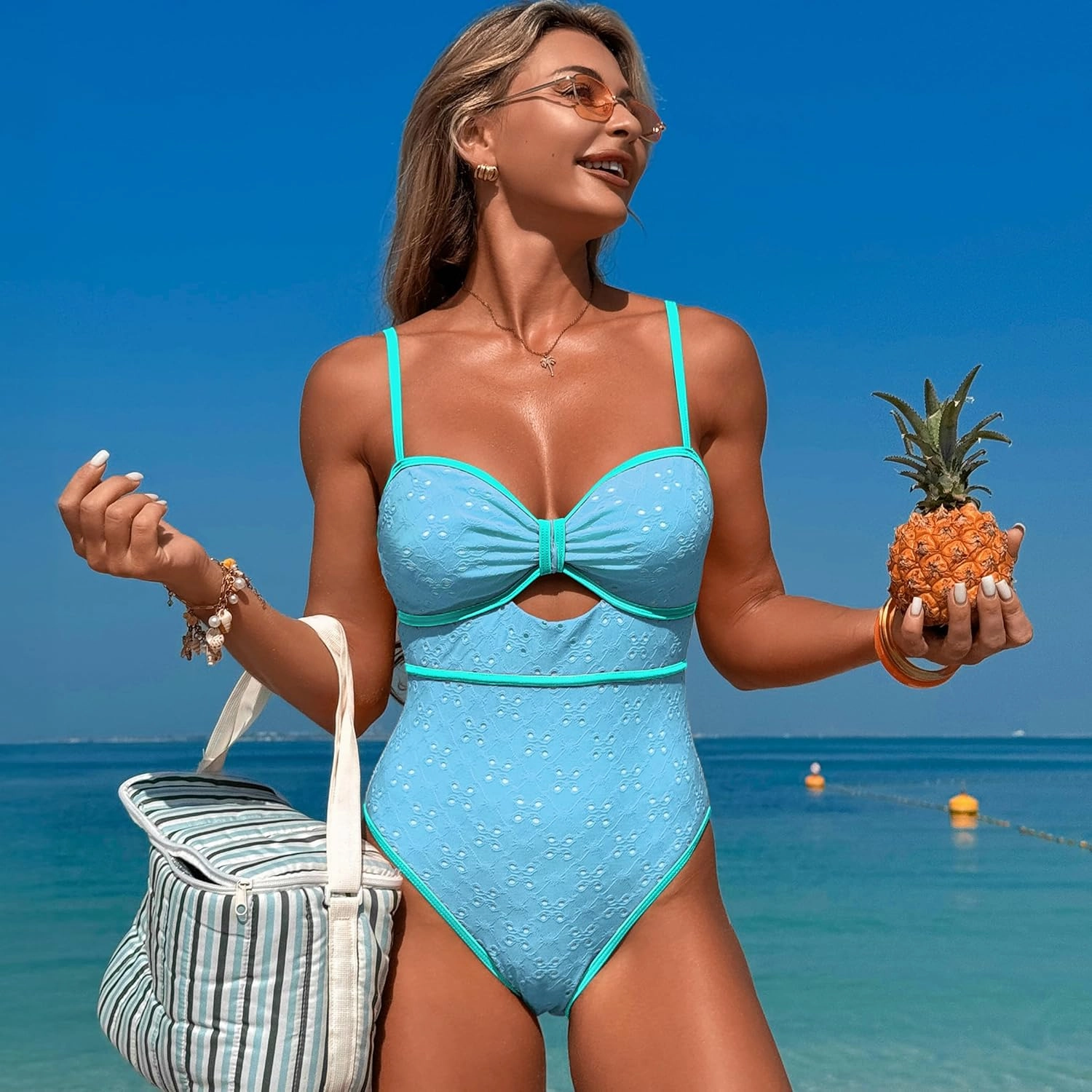 Women's One Piece Swimsuits Tummy Control Cutout Bathing Suit High Waisted 1 Piece High Cut Swimsuit